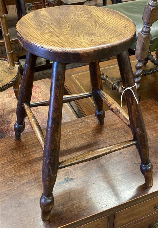 A 19th century Victorian beech and elm stool, height 52cm
